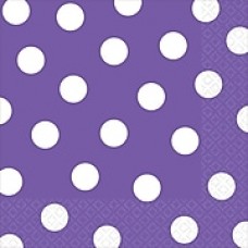 Amscan Polka Dots Lunch Napkins, 6.5'' x 6.5'', Purple, 8/Pack, 16 Per Pack (511537.106)