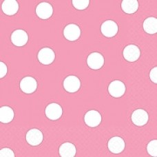 Amscan Polka Dots Lunch Napkins, 6.5'' x 6.5'', Pink, 8/Pack, 16 Per Pack (511537.109)