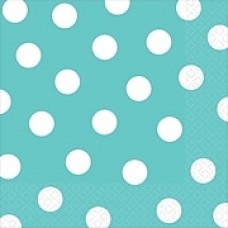 Amscan Polka Dots Lunch Napkins, 6.5'' x 6.5'', Robyn's Egg Blue, 8/Pack, 16 Per Pack (511537.121)