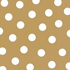 Amscan Polka Dots Lunch Napkins, 6.5'' x 6.5'', Gold, 8/Pack, 16 Per Pack (511537.19)