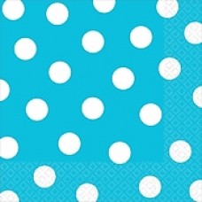 Amscan Polka Dots Lunch Napkins, 6.5'' x 6.5'', Caribbean Blue, 8/Pack, 16 Per Pack (511537.54)