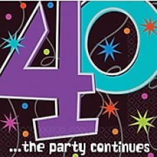 Amscan The Party Continues 40 Lunch Napkins, 6.5''L x 6.5''W, 8/Pack, 16 Per Pack (519795)