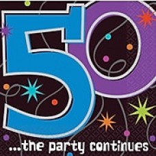 Amscan The Party Continues 50 Lunch Napkins, 6.5'' x 6.5'', 8/Pack, 16 Per Pack (519796)