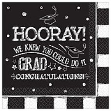 Amscan Hooray Grad Luncheon Napkins, 6.5" x 6.5", Paper, 3/Pack, 36 Per Pack (711754)