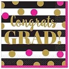 Amscan Gold Confetti Grad Luncheon Napkins, 6.5" x 6.5", Paper, 3/Pack, 36 Per Pack (711755)