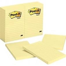 Post-it® Notes, 4" x 6", Canary Yellow, Lined, 12 Pads/Pack (660-YW)