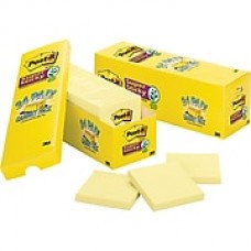 Post-it® Super Sticky Notes, 3" x 3", Canary Yellow, 24 Pads/Cabinet Pack (654-24SSCP)