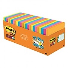 Post-it® Super Sticky Notes, 3" x 3" Rio De Janeiro Collection, 70 Sheets/Pad, 24 Pads/Cabinet Pack (654-24SSAU-CP)