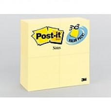 Post-it® Notes Value Pack, 3" x 3", Canary Yellow, 24 Pads/Pack (654-24VAD-B)