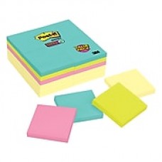 Post-it® Super Sticky Notes, 3" x 3", Miami Collection, 24 Pads/Pack (654-24SSCYM)