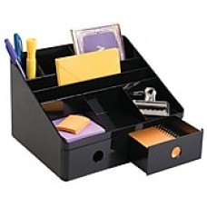 Office Supplies Desk Organizer, with Drawers, for Pens, Markers, Highlighters, Sticky Notes, Scissors - Black (42017)