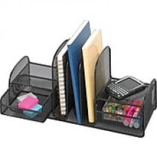 Safco Onyx Mesh Desk Organizer with Three Vertical Sections/Two Baskets