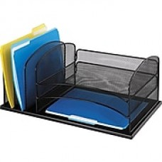 Safco® Onyx Metal Mesh 3-Horizontal/3-Upright Section Organizer, Black, 8.25" H X 11.5" D X 19.5" W (3254BL)