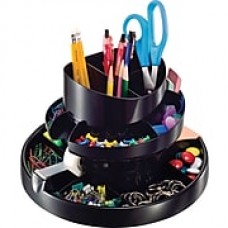 OIC® 16 Compartment Black Plastic Recycled Rotary Organizer