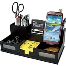 Victor Wood Desk Organizer with Smart Phone Holder, Frosted Glass Windows (9525-5)