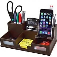 Victor Technology Wood Desk Organizer with Smart Phone Holder, Mocha Brown (B9525)