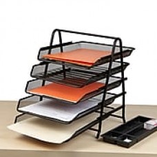 Mind Reader 5 Tier Steel Mesh Paper Tray Desk Organizer, Black (5TPAPER-BLK)