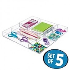 InterDesign Clarity Cosmetic Drawer Organizer for Office Desk Organization - 5 Piece Set, Clear (49696C5)