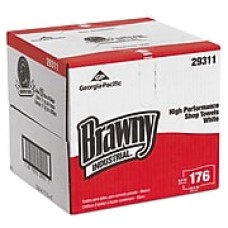 Brawny Industrial® Heavy Weight HEF Disposable Shop Towels, 1-Ply, Dry Wipes, White, 176/Roll, 176/Carton (29311)