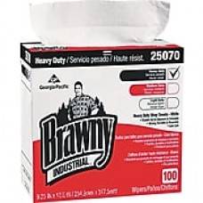 Brawny® Industrial Heavy Duty Shop Towels, White, 100 Wipes/Box, 5 Boxes/Carton (25070)