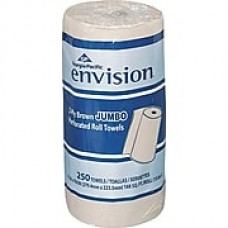 Envision® High Capacity Perforated Paper Kitchen Roll Towel, 2 Ply, 12 Rolls/ CT, 250 Count per roll, Brown, 11.0" W x 8.80 " L