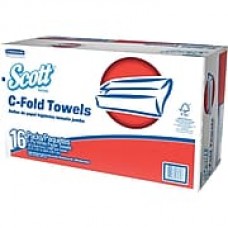 Scott® C-Fold Paper Towels, 1-Ply, White, 150 Towels/Pack, 16 Packs/Carton (45786)