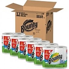 Bounty® Select-A-Size™ Paper Towels, White, 2-Ply, 158 Sheets/Roll, 12 Huge Rolls = 30 Regular Rolls (88169)