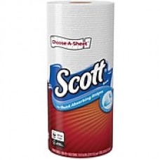 Scott® Choose-A-Sheet™ Paper Towels, 1-Ply, White, 74 Sheets/Roll, 24 Individually Wrapped Rolls/Carton (47645)