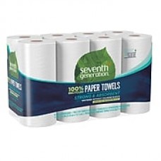 Seventh Generation™ 100% Recycled Paper Towel Rolls, 2-Ply, White, 11 x 5.4 Sheets, 156 Sheets/Roll, 8 Rolls/Pack (13739)