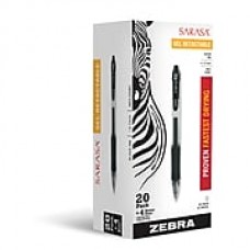 Zebra Pen Sarasa Retractable Gel Pen RDI 0.7mm Medium Point, Assorted 20+4pk BNS Box