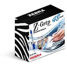 Zebra Pen Z-Grip Retractable Ballpoint Pen, 1.0mm Medium Point, Blue 48pk