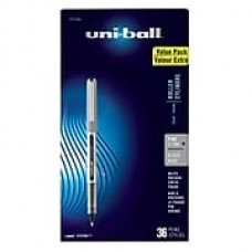 uni-ball Vision Rollerball Pens, Fine Point, Black Ink, 36/Pack (1921066)