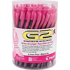 Pilot G2 BCA Retractable Gel Ink Pens, Fine Point, Pink Accents, Black Ink, 48/Pack (59037)