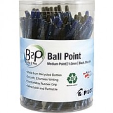 Pilot B2P Bottle-2-Pen Retractable Ball Point Pens, Medium Point, Black/Blue, 36/Pack (57050)