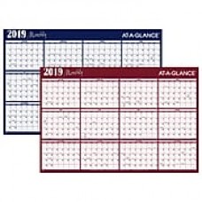 2019 AT-A-GLANCE® Horizontal Erasable Yearly Wall Planner, Reversible, 12 Months, January Start, 48" x 32", Red/Blue (A152-19)