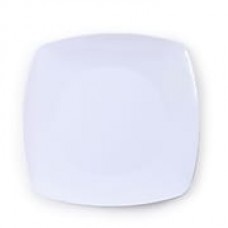 Renaissance Plastic White Rounded Square China Like Plate 10"