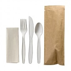 Hoffmaster Kraft Cutlery Pouch, Napkin, Knife, Fork, Spoon (pack of 100)