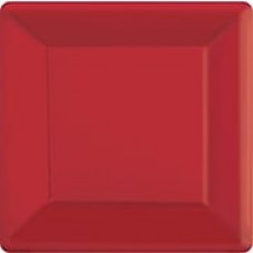 Amscan 7" x 7" Apple Red Square Plate, 9/Pack, 20 Per Pack (64020.4)