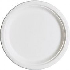 Eco Products  Compostable Round Sugarcane Plate, 10"(Dia), Natural White, 500/Carton