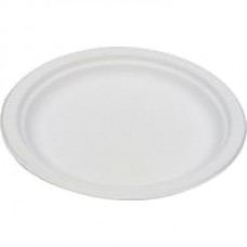 Eco Products  Compostable Round Sugarcane Plate, 6"(Dia), Natural White, 1000/Carton