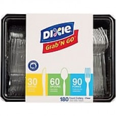 GP PRO Dixie® Polystyrene Heavy Weight Cutlery Keeper (90 Forks/60 Spoons/ 30 Knives), Clear, 180/PK