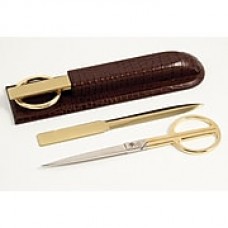 Bey-Berk D1428 Sharp Tip 10.5" Letter Opener/Scissors Library Set, Gold