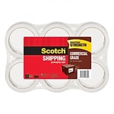 Scotch® Commercial Grade Packing Tape, 55 yds., Clear, 6 Rolls/Pack (3750-6)