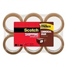 Scotch® Commercial Grade Packing Tape, 2" x 55 yd., Tan, 6 Rolls/Pack (3750T-6)