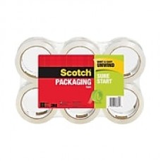 Scotch® Tough Grip Moving Packing Tape,55 yds., Clear, 6 Rolls/Pack (3500-6)