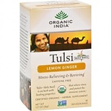 Organic India Tulsi Tea Lemon Ginger - 18 Tea Bags - Case of 6