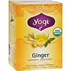 Yogi Organic Herbal Tea Caffeine Free Ginger - 16 Tea Bags - Case of 6