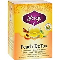 Yogi Detox Herbal Tea Caffeine Free Peach - 16 Tea Bags - Case of 6