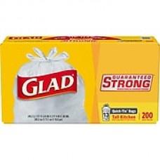 Glad Quick-Tie Tall Kitchen Trash Bags - 13 Gallon - 200 Count (15931)