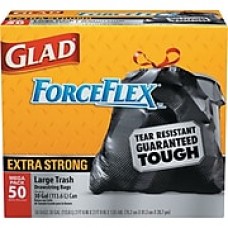 Drawstring Outdoor Trash Bags, Forceflex, 30 x 32, Black, 50/Bx